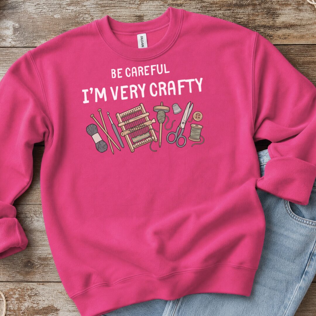 Be Careful Sweatshirt Bright Pink t-shirt