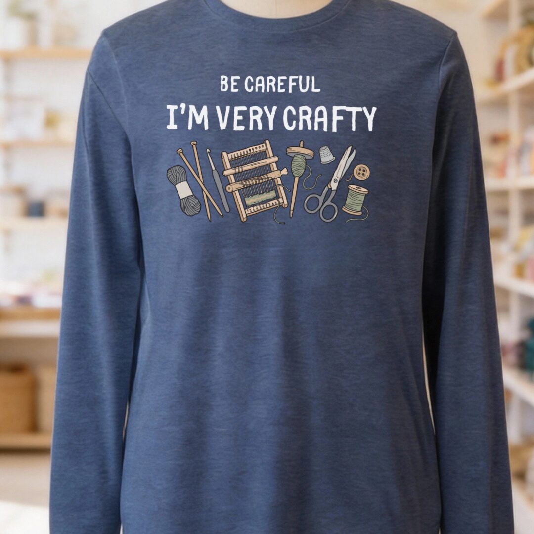 Be Careful Long Sleeve Tee Navy t-shirt