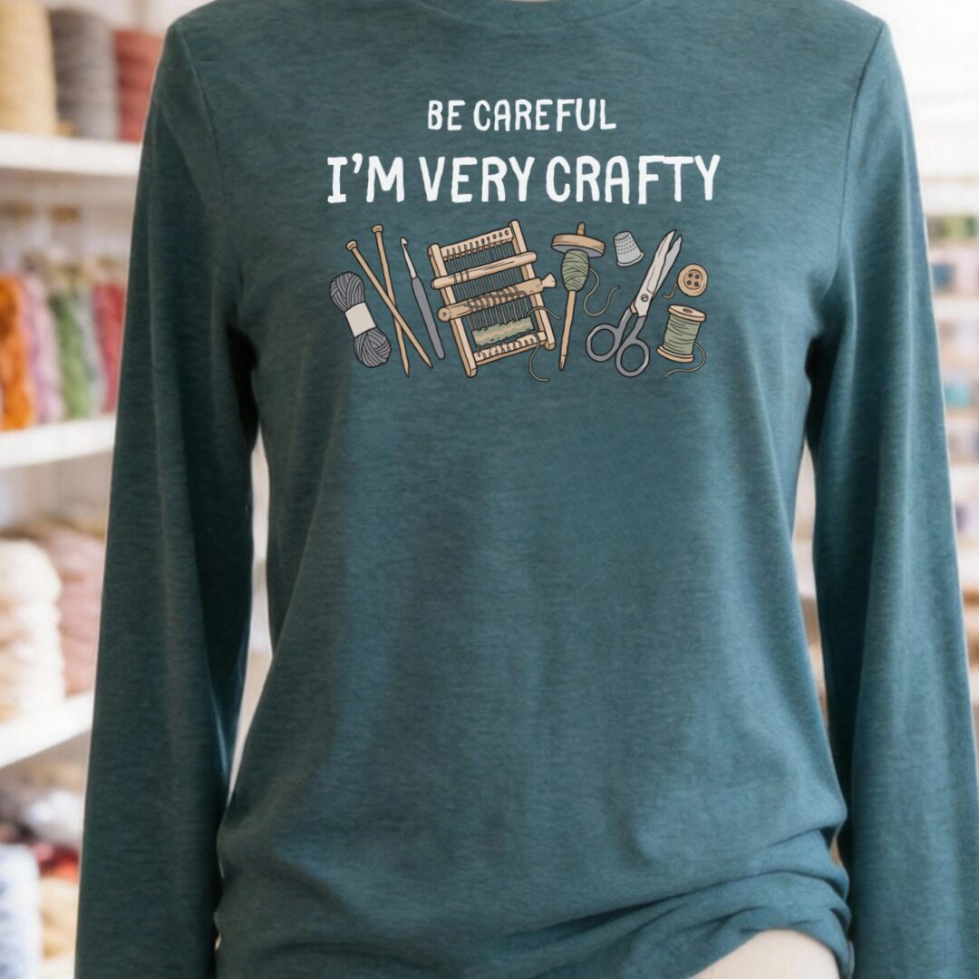 Be Careful Long Sleeve Tee Teal Blue t-shirt