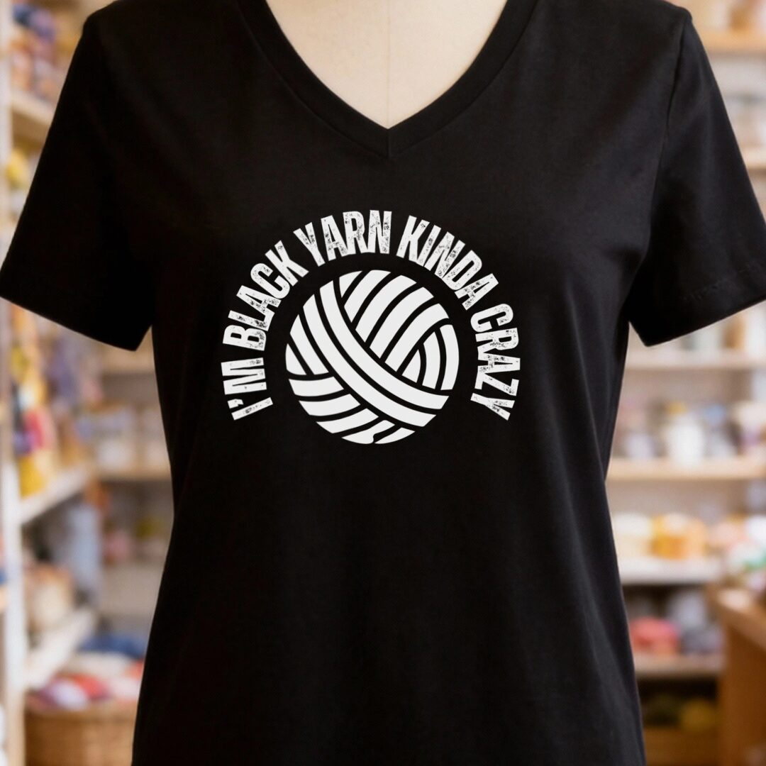 Black Yarn V-Neck T-Shirt