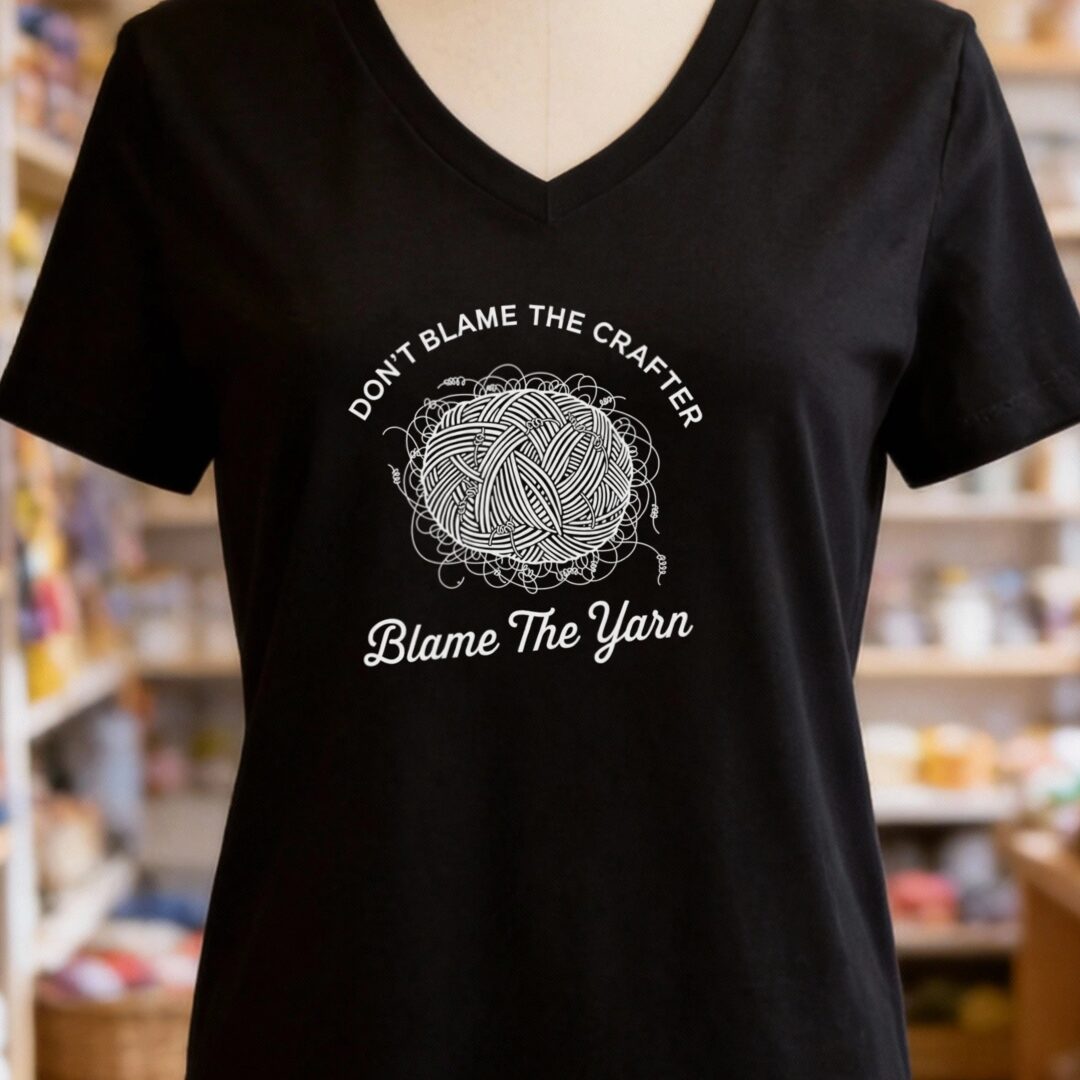 Blame The Yarn V-Neck T-Shirt Black t-shirt