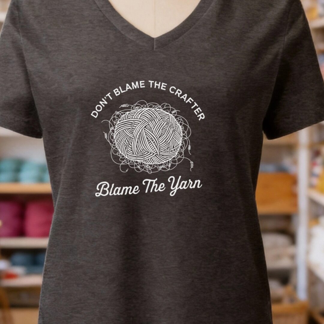 Blame The Yarn V-Neck T-Shirt Dark Grey t-shirt