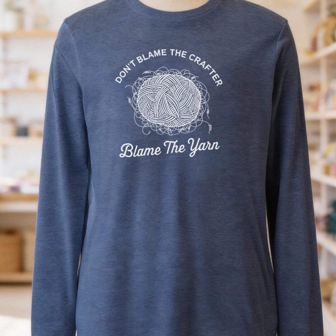 Blame The Yarn Long Sleeve Tee Navy t-shirt