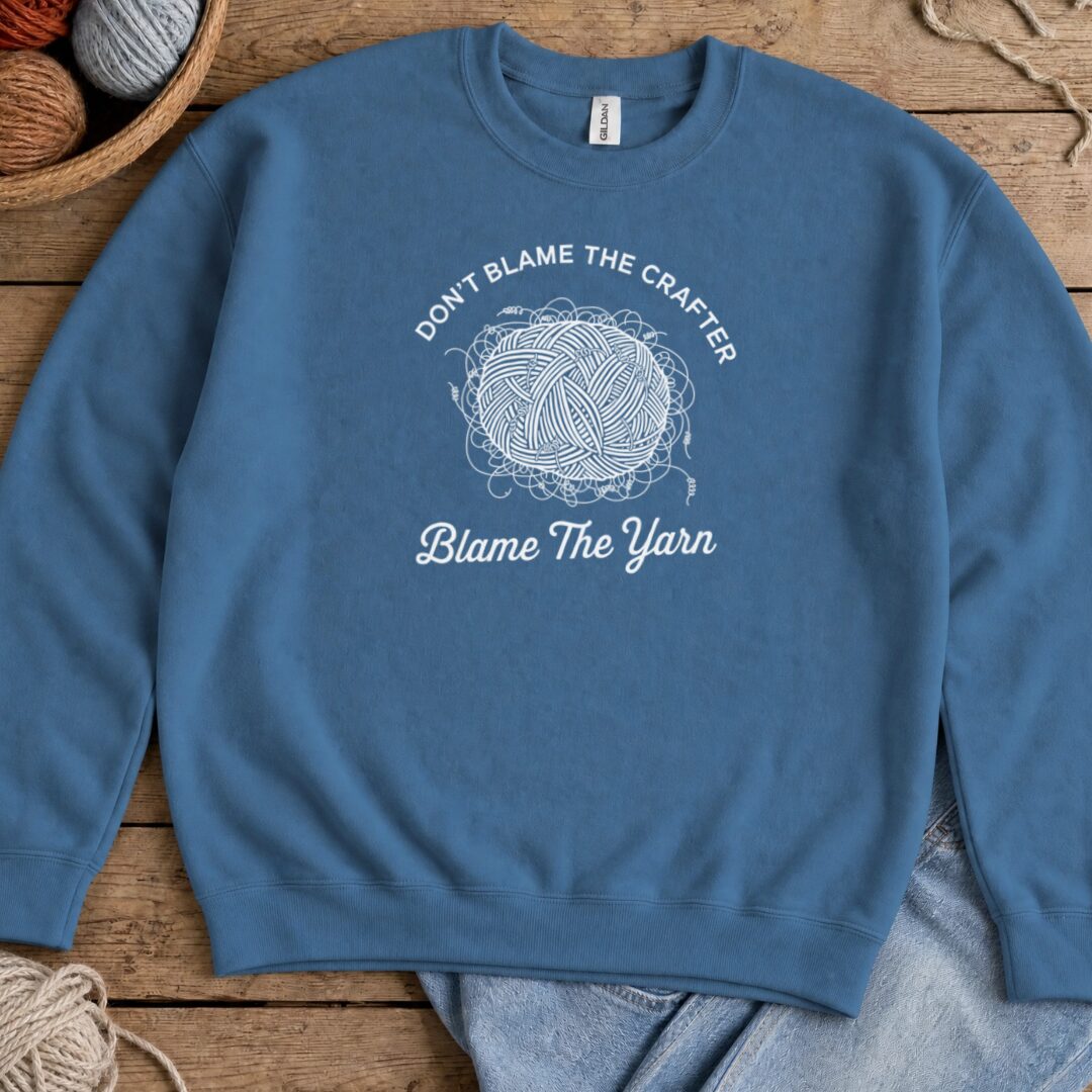 Blame The Yarn Sweatshirt Indigo Blue t-shirt