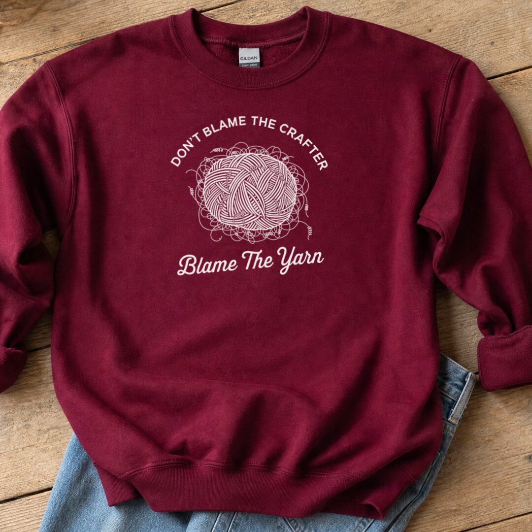 Blame The Yarn Sweatshirt Maroon t-shirt