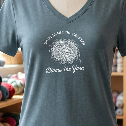 Blame The Yarn V-Neck T-Shirt Slate t-shirt