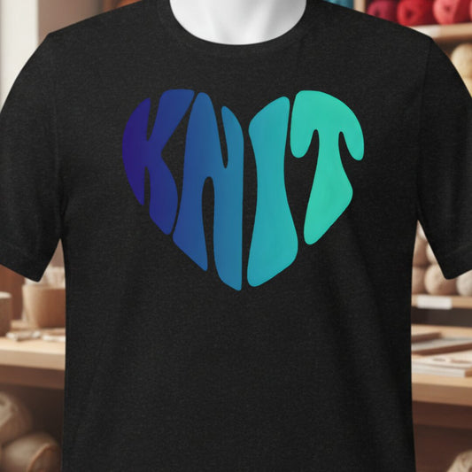 Blue Knit Heart T-Shirt Black t-shirt