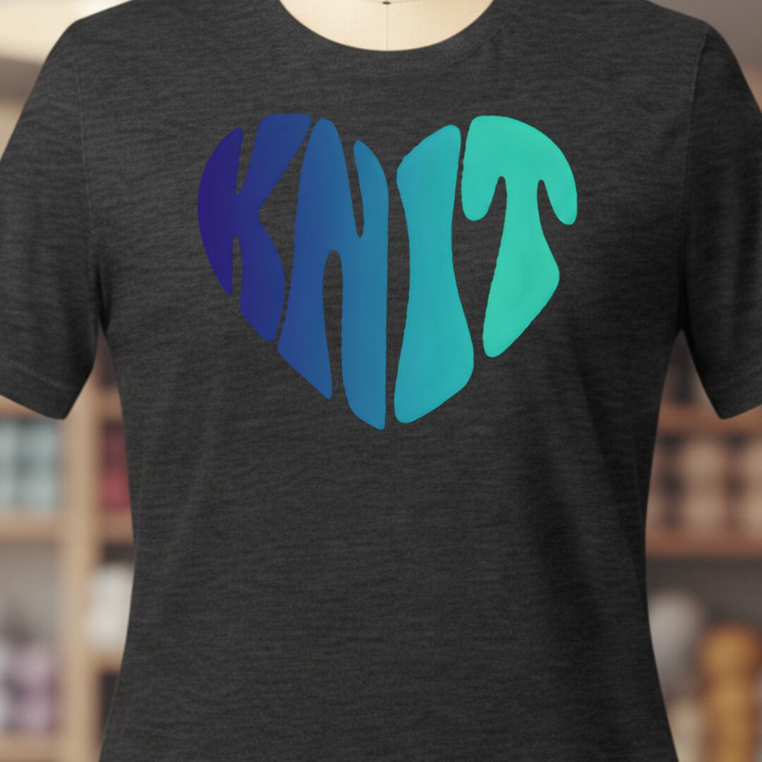 Blue Knit Heart T-Shirt Dark Grey t-shirt