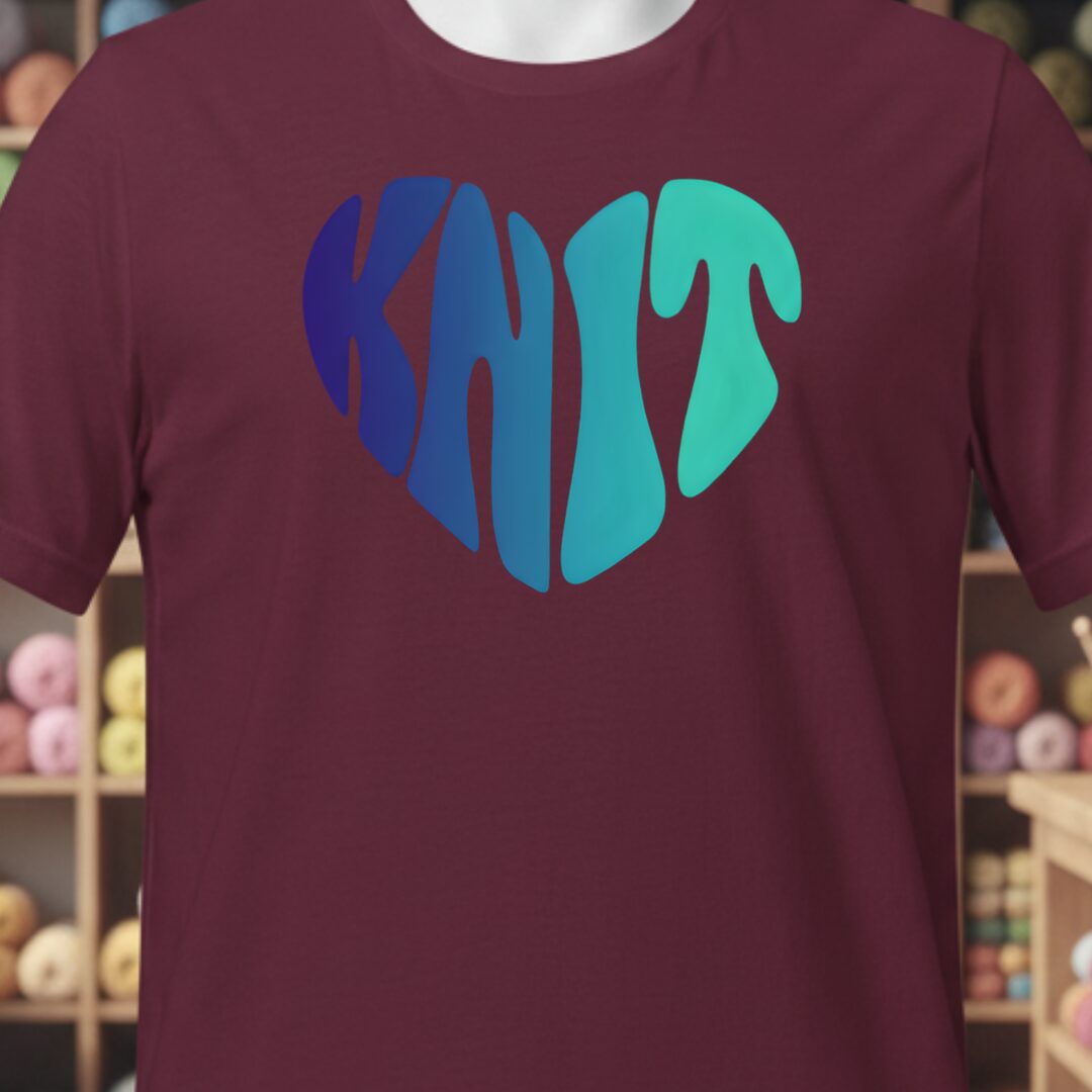 Blue Knit Heart T-Shirt Maroon t-shirt