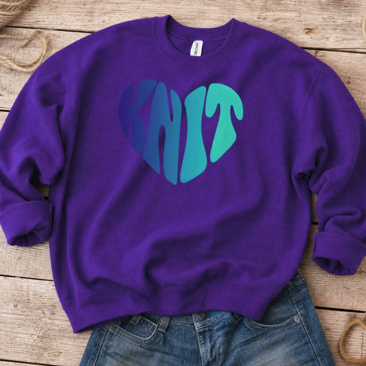 Blue Knit Heart Sweatshirt Purple t-shirt