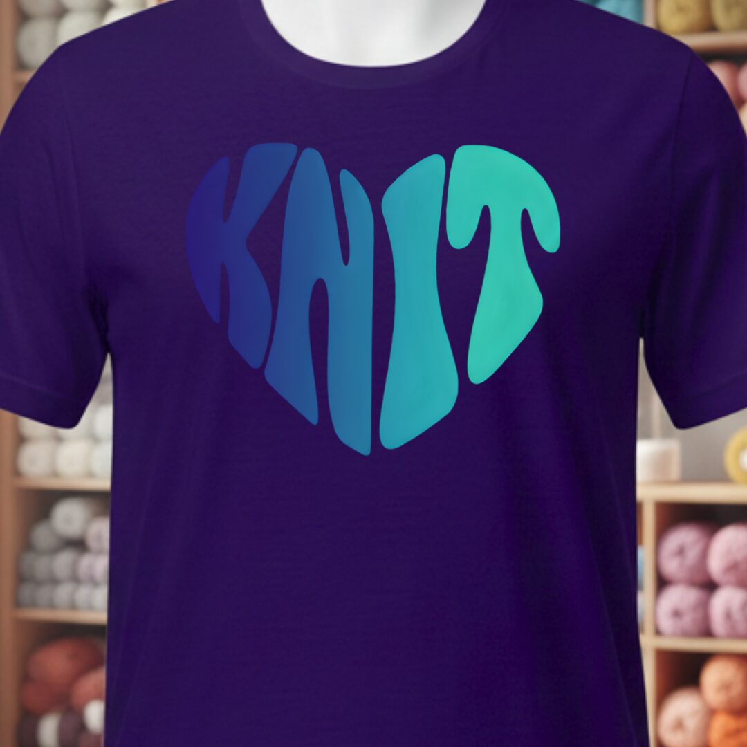 Blue Knit Heart T-Shirt Purple t-shirt