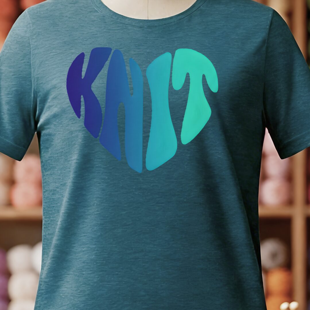 Blue Knit Heart T-Shirt Teal Blue t-shirt