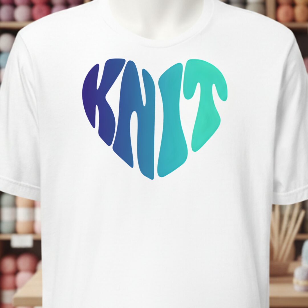 Blue Knit Heart T-Shirt White t-shirt