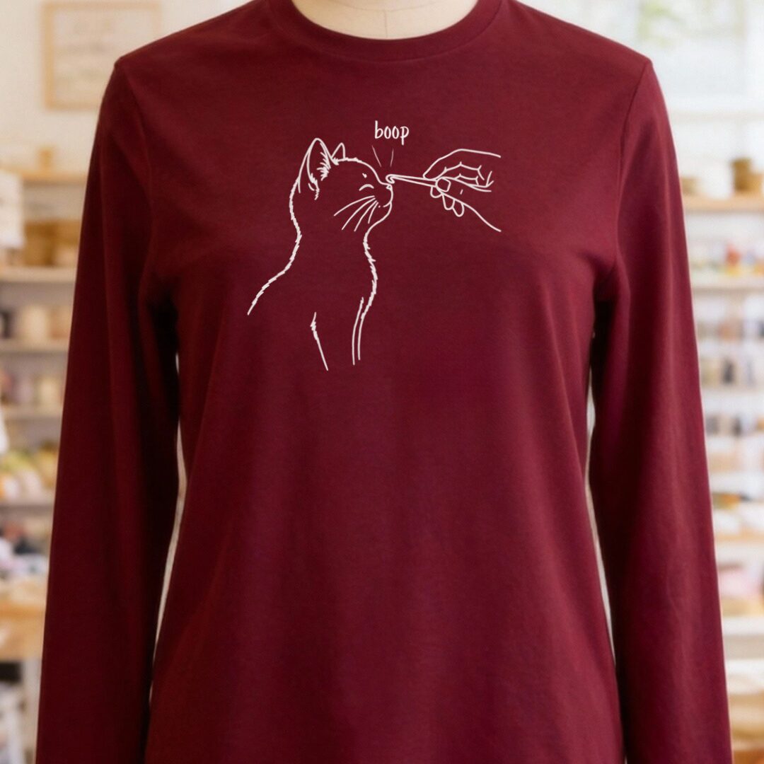 Boop Crochet Long Sleeve Tee Maroon t-shirt
