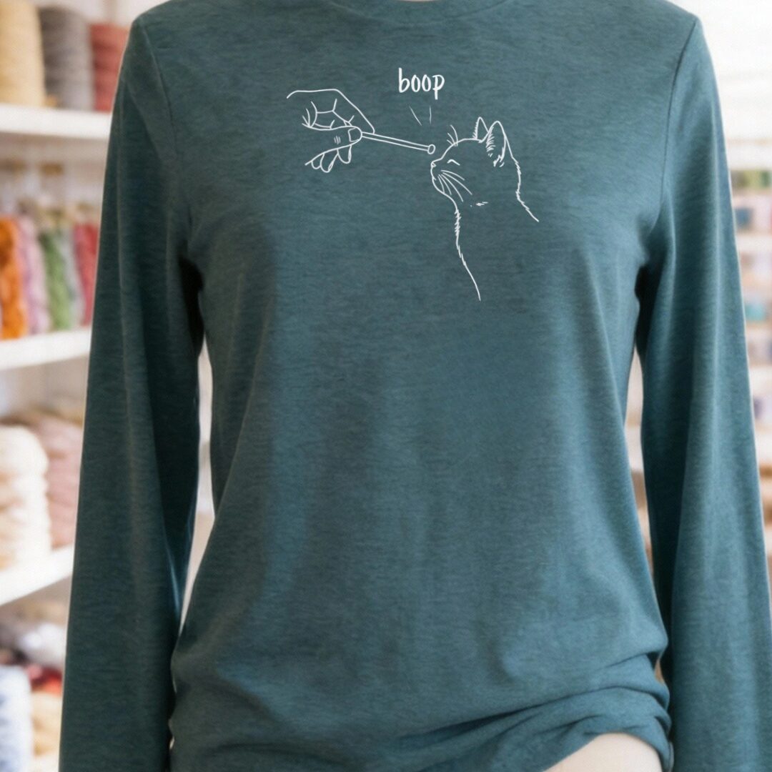 Boop Knitting Long Sleeve Tee Teal Blue t-shirt