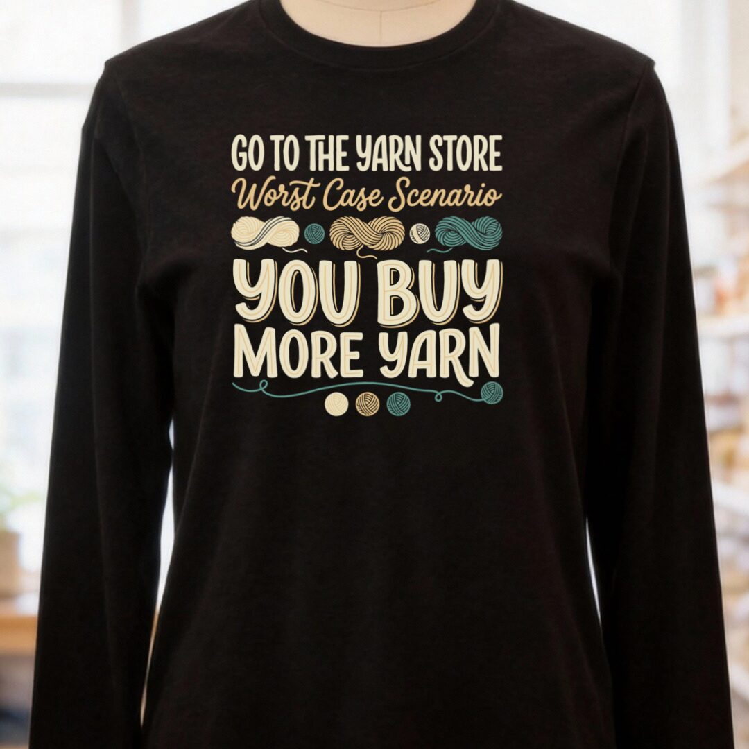Buy More Yarn Sleeve Tee Black t-shirt