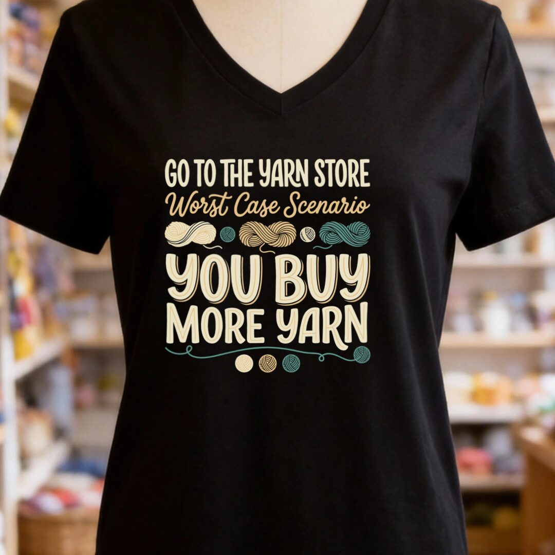 Buy More Yarn V-Neck T-Shirt Black t-shirt
