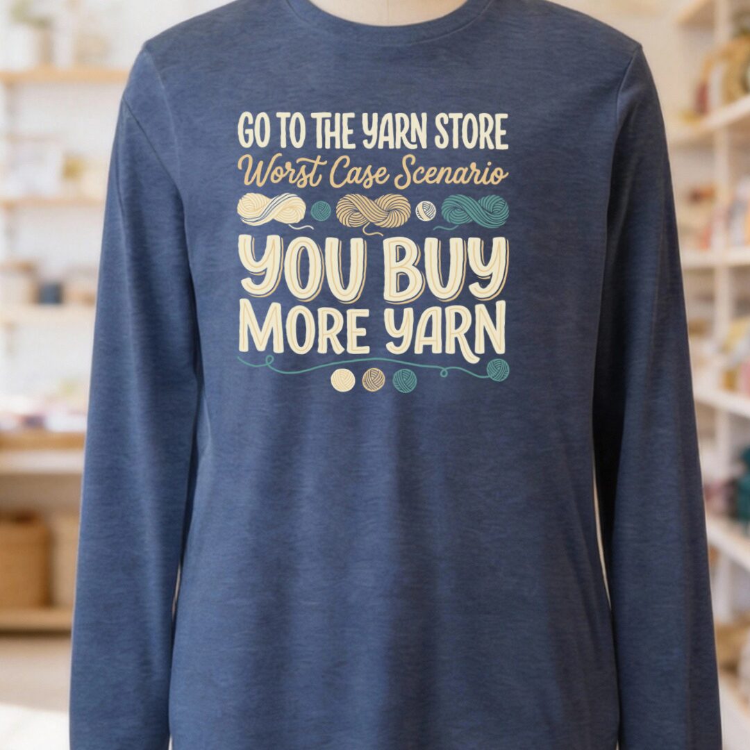 Buy More Yarn Sleeve Tee Navy t-shirt