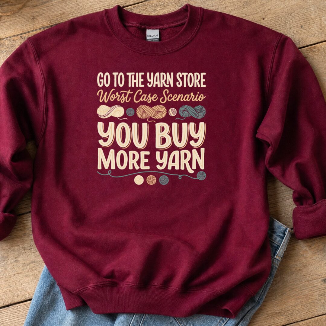 Buy More Yarn Sweatshirt Maroon t-shirt
