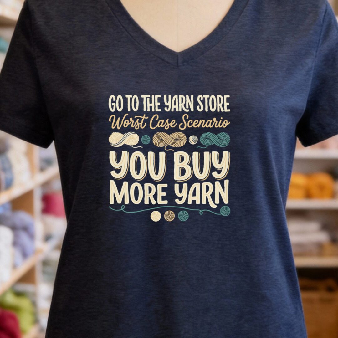 Buy More Yarn V-Neck T-Shirt Navy t-shirt