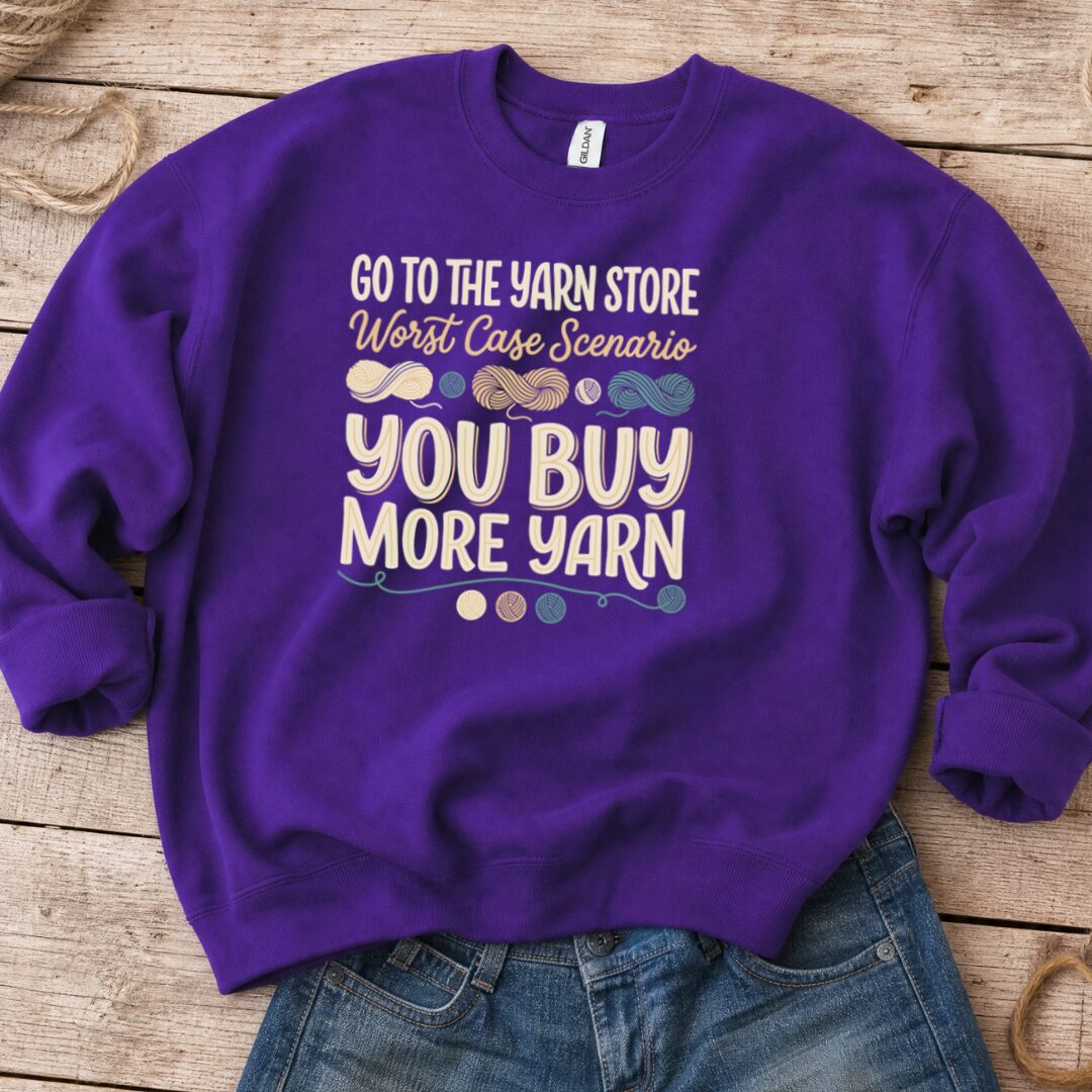 Buy More Yarn Sweatshirt Purple t-shirt