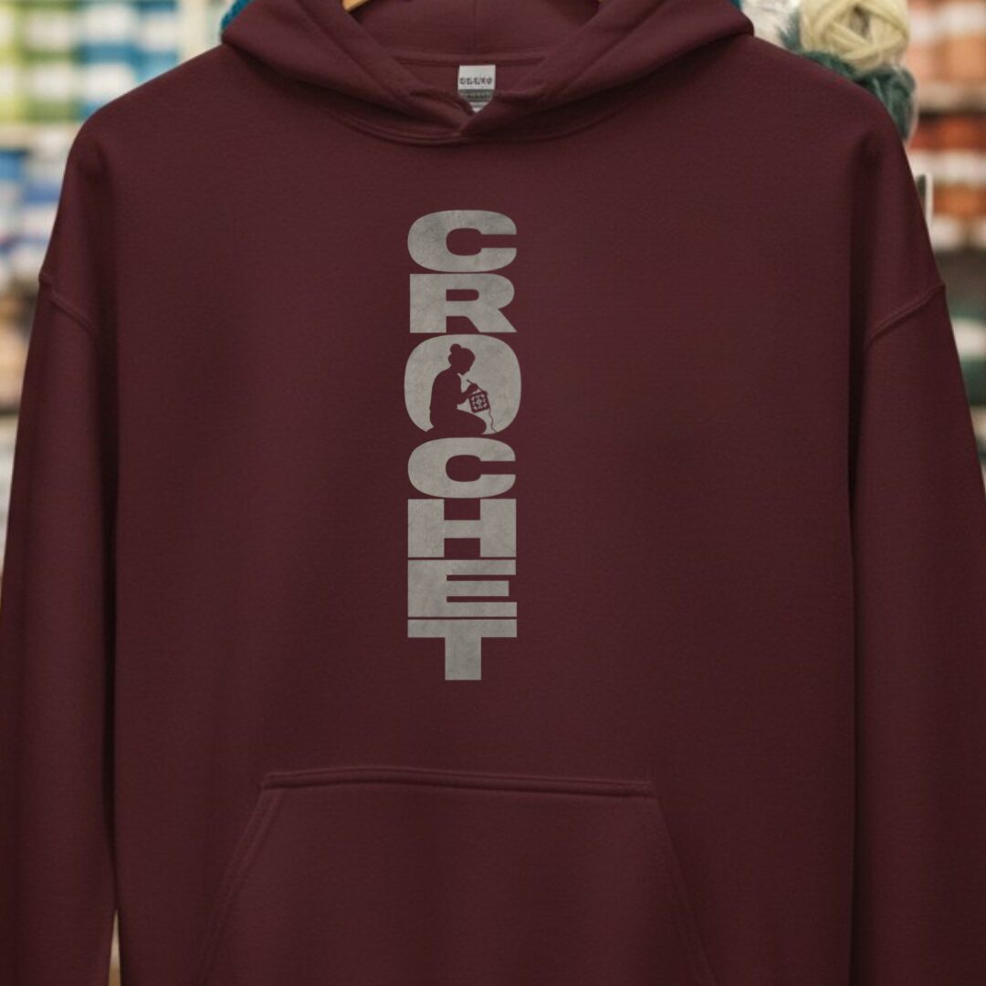 CROCHET Hoodie Maroon t-shirt