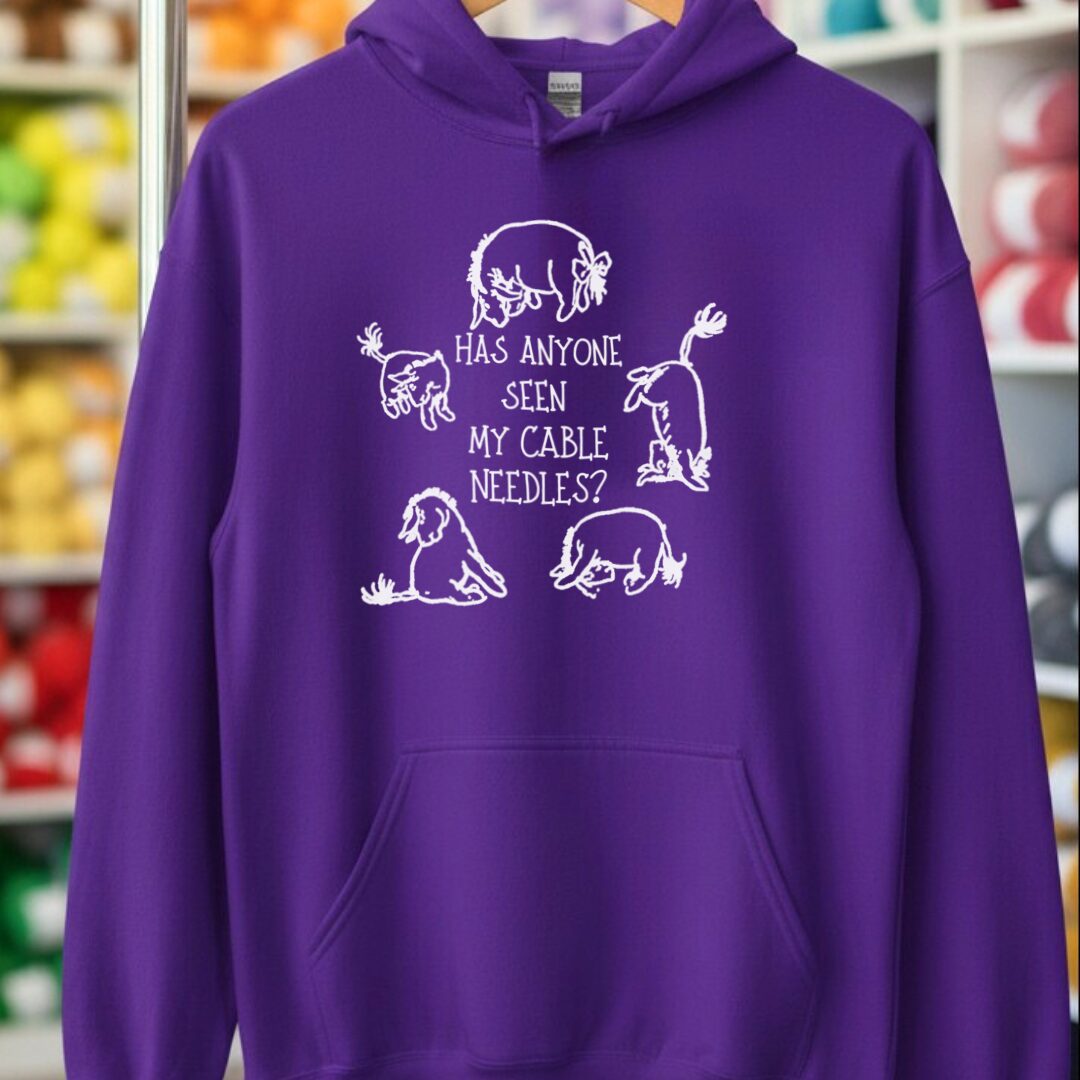 Cable Needles Hoodie Purple t-shirt