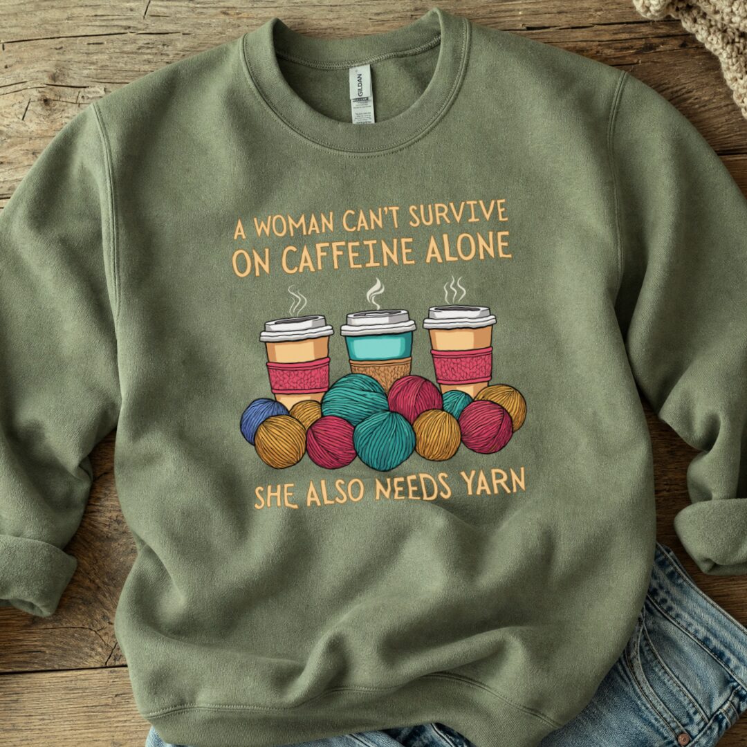 Caffeine Alone Sweatshirt Military Green t-shirt
