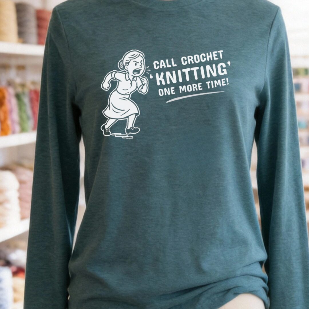 Call Crochet Knitting Long Sleeve Tee Teal t-shirt