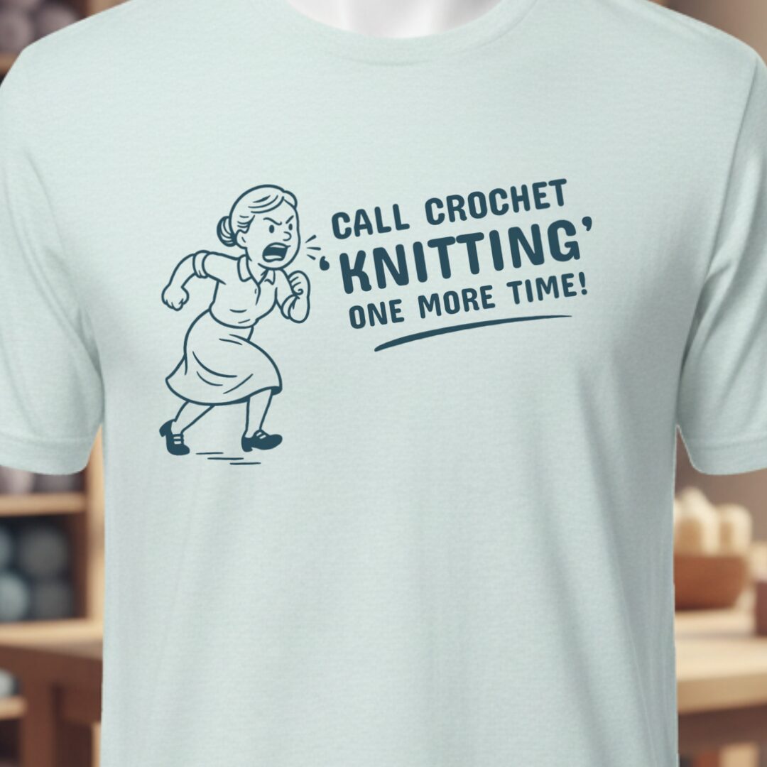 Call crochet knitting T-Shirt (graphic) Ice Blue t-shirt
