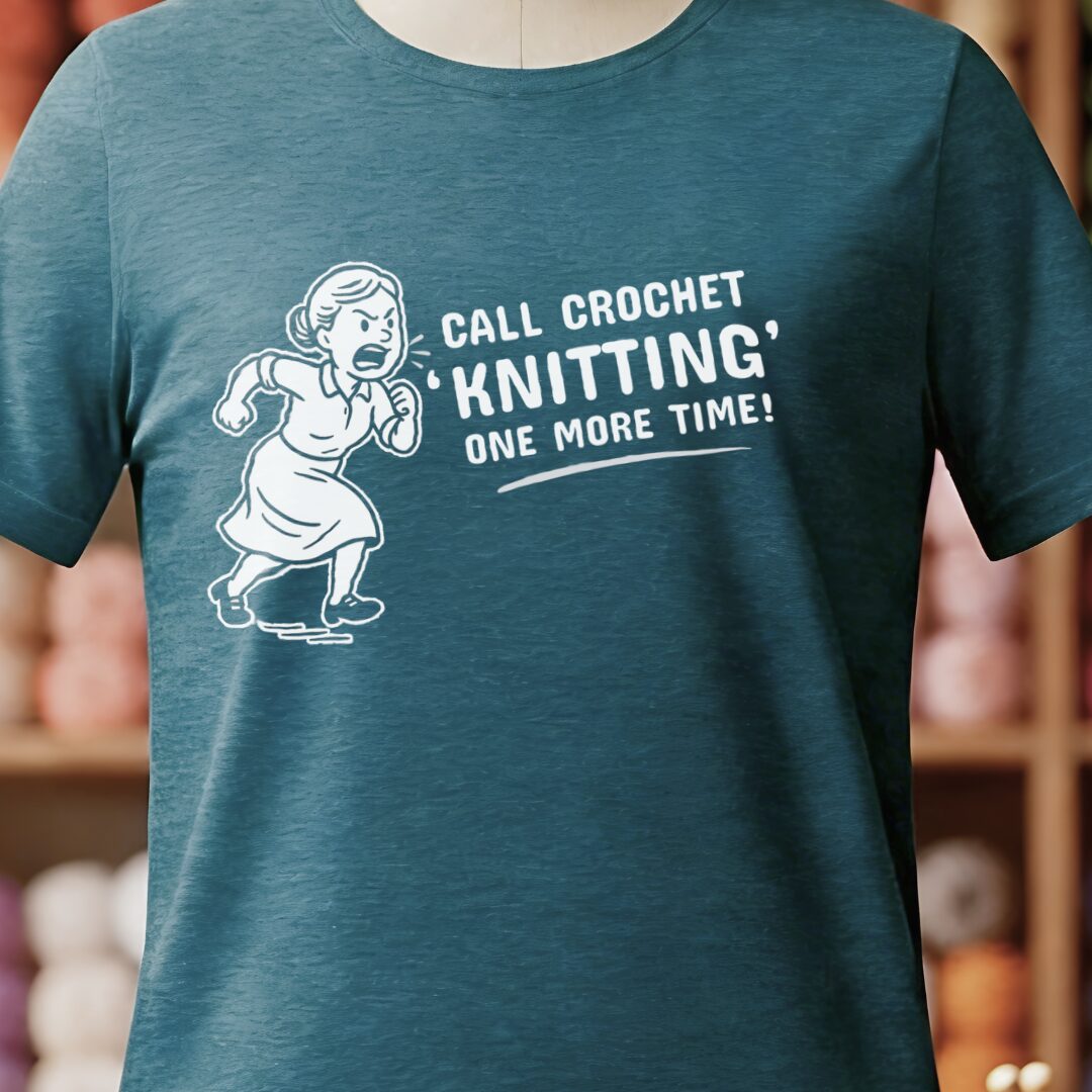 Call crochet knitting T-Shirt (graphic) Teal Blue t-shirt