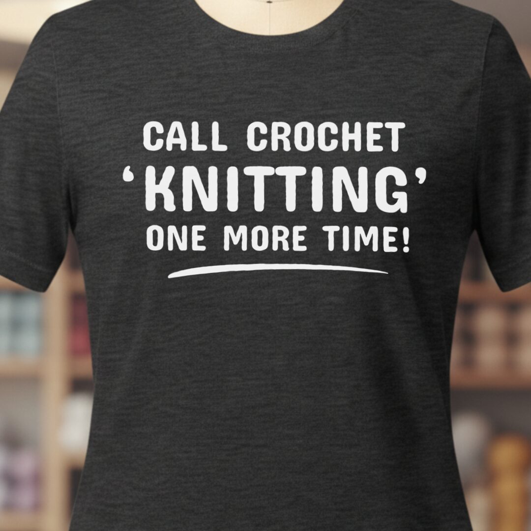 Call crochet knitting T-Shirt (text only) Dark Grey t-shirt