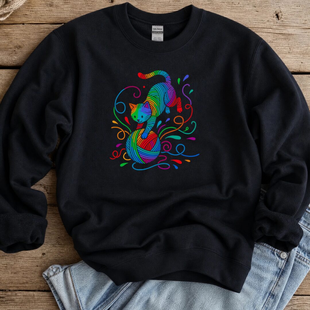 Cat Attack Sweatshirt Black t-shirt
