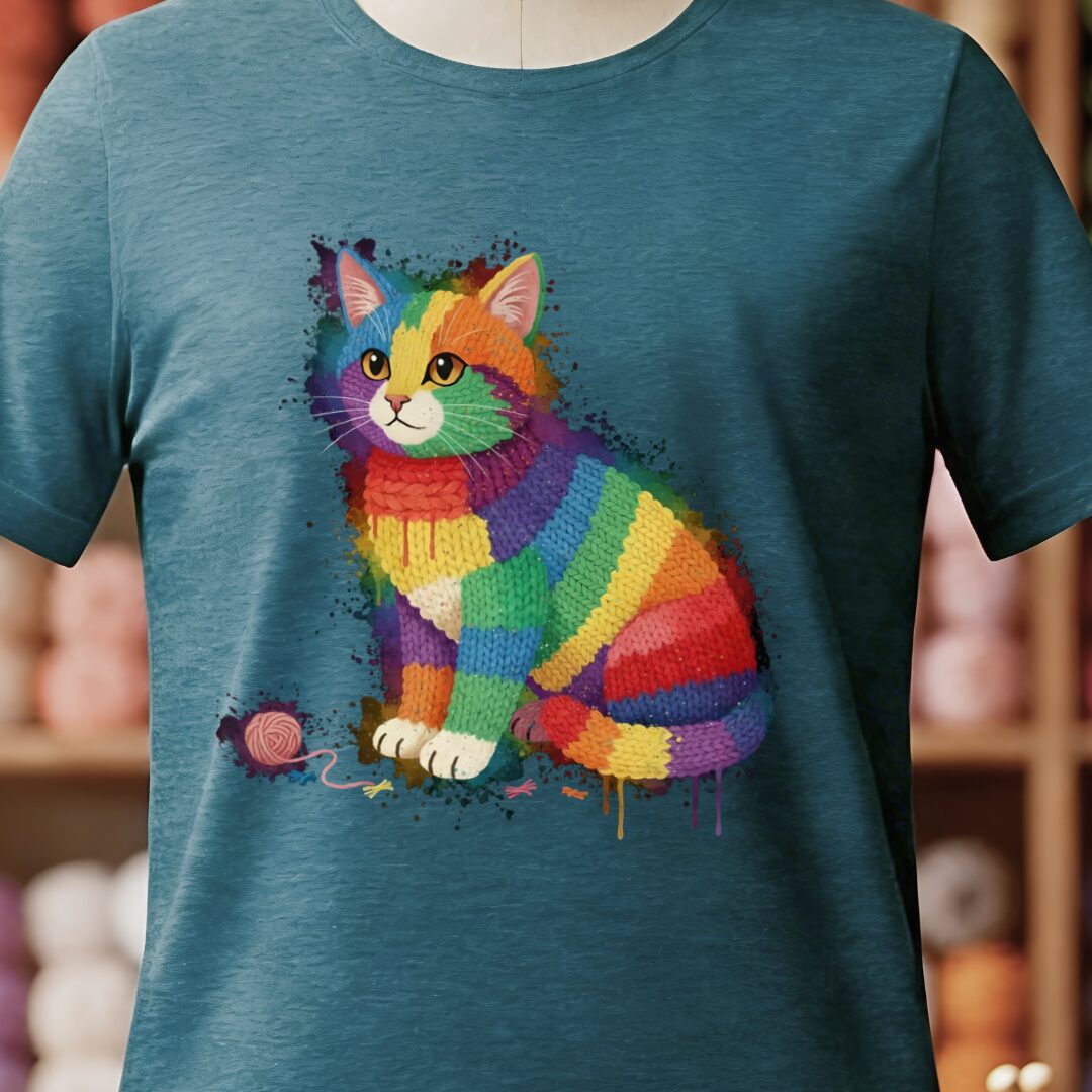 Cat Dye Splash T-Shirt Teal Blue t-shirt