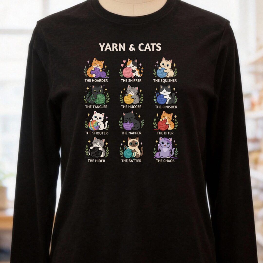 Cat Helpers Long Sleeve Tee Black t-shirt