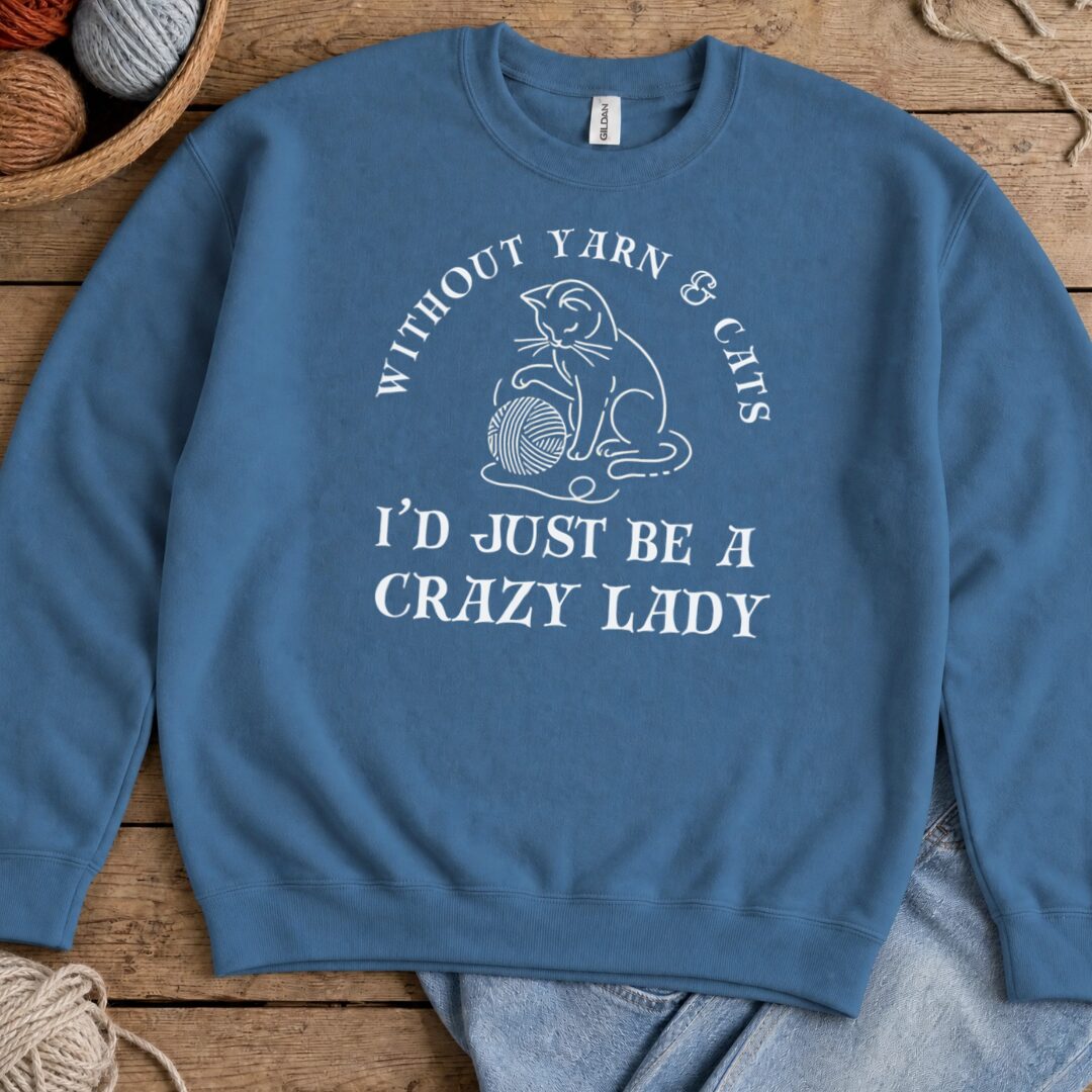 Cats & Yarn Sweatshirt Indigo Blue t-shirt