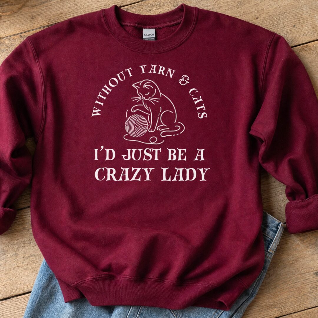 Cats & Yarn Sweatshirt Maroon t-shirt
