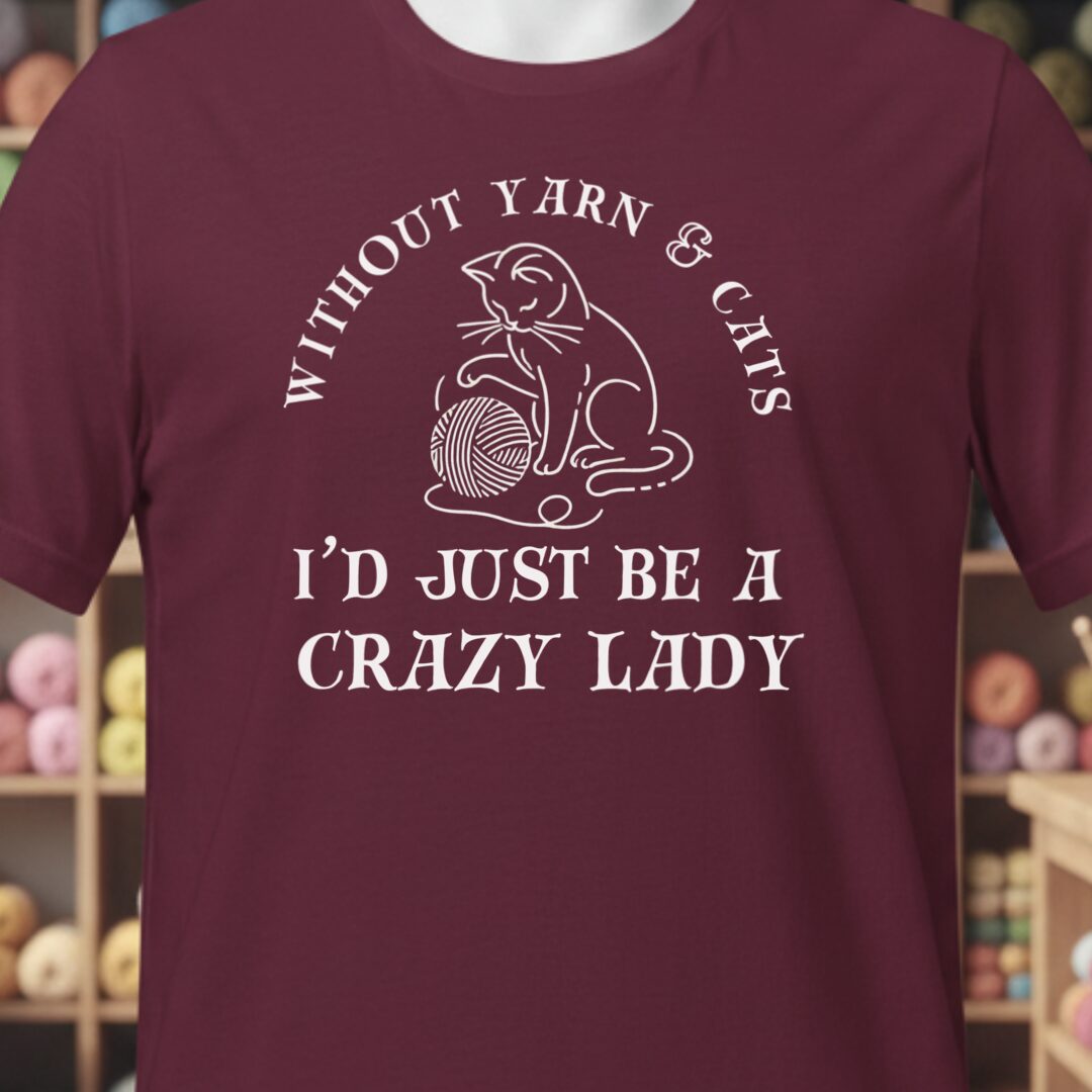 Cats & Yarn T-Shirt Maroon t-shirt