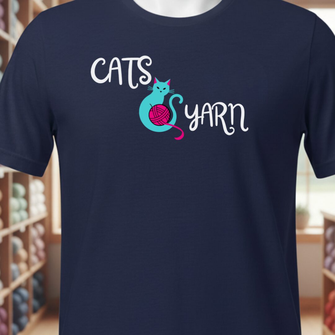 Cats & Yarn Styled T-Shirt Navy t-shirt