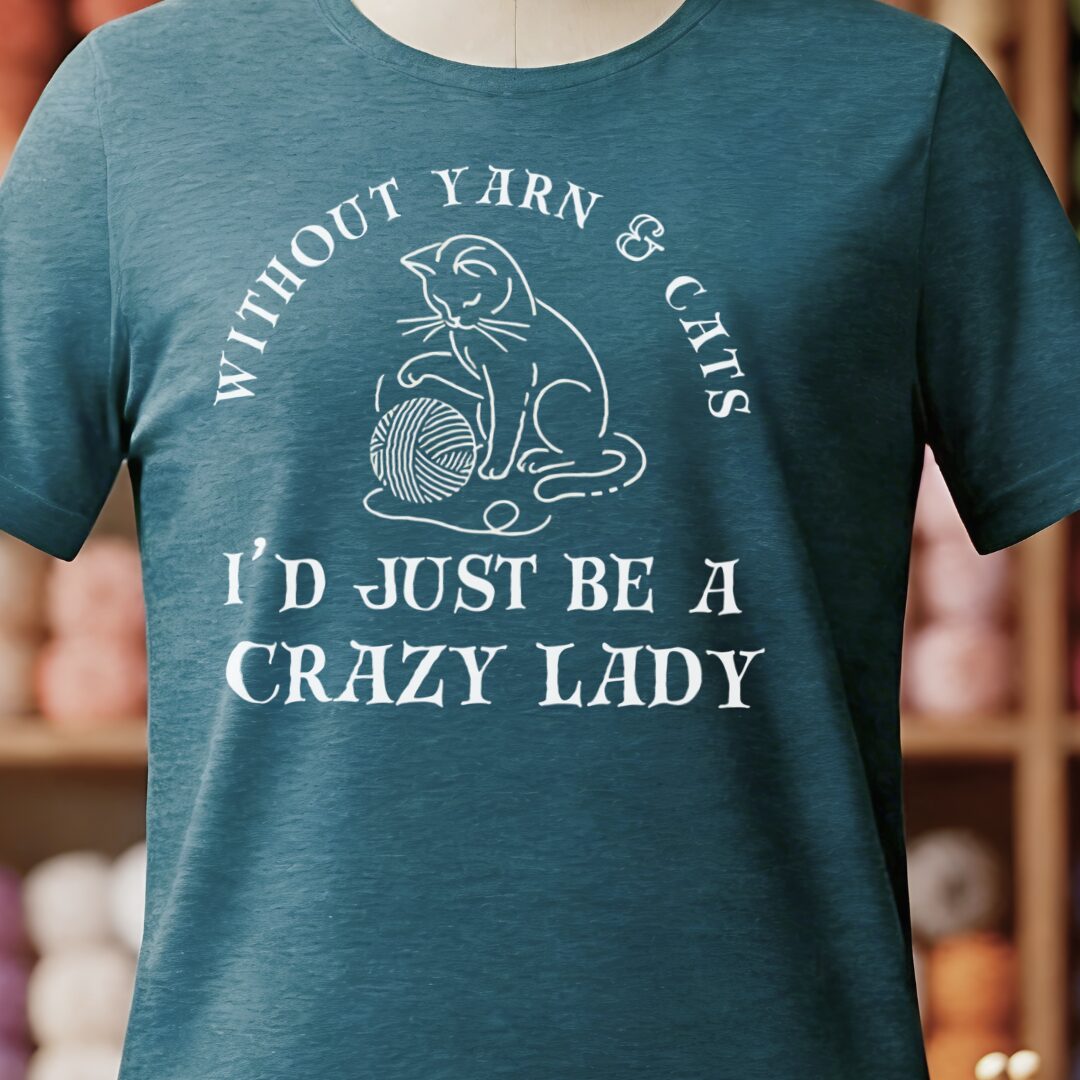 Cats & Yarn T-Shirt Teal Blue t-shirt