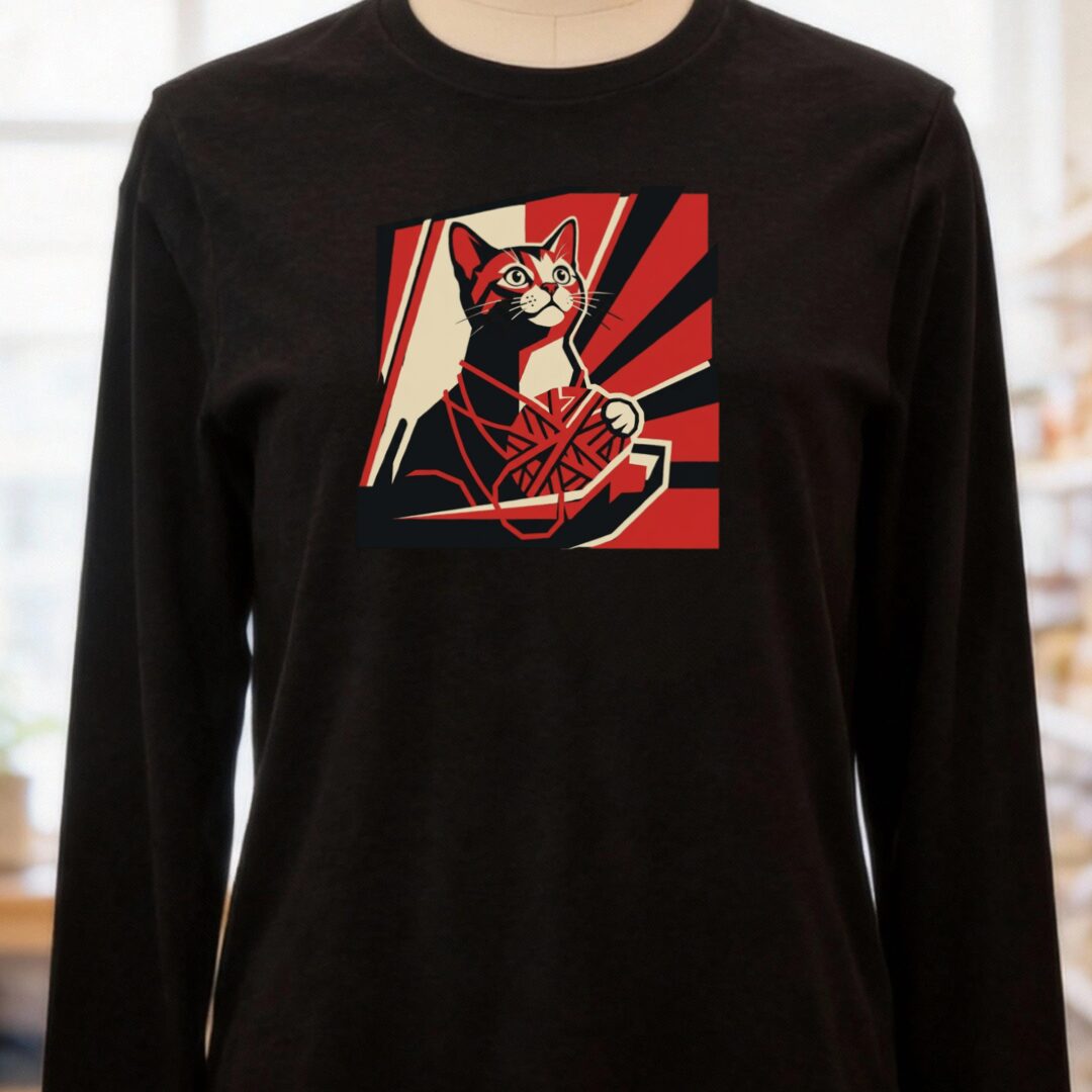 Caught Cat Long Sleeve Tee Black t-shirt