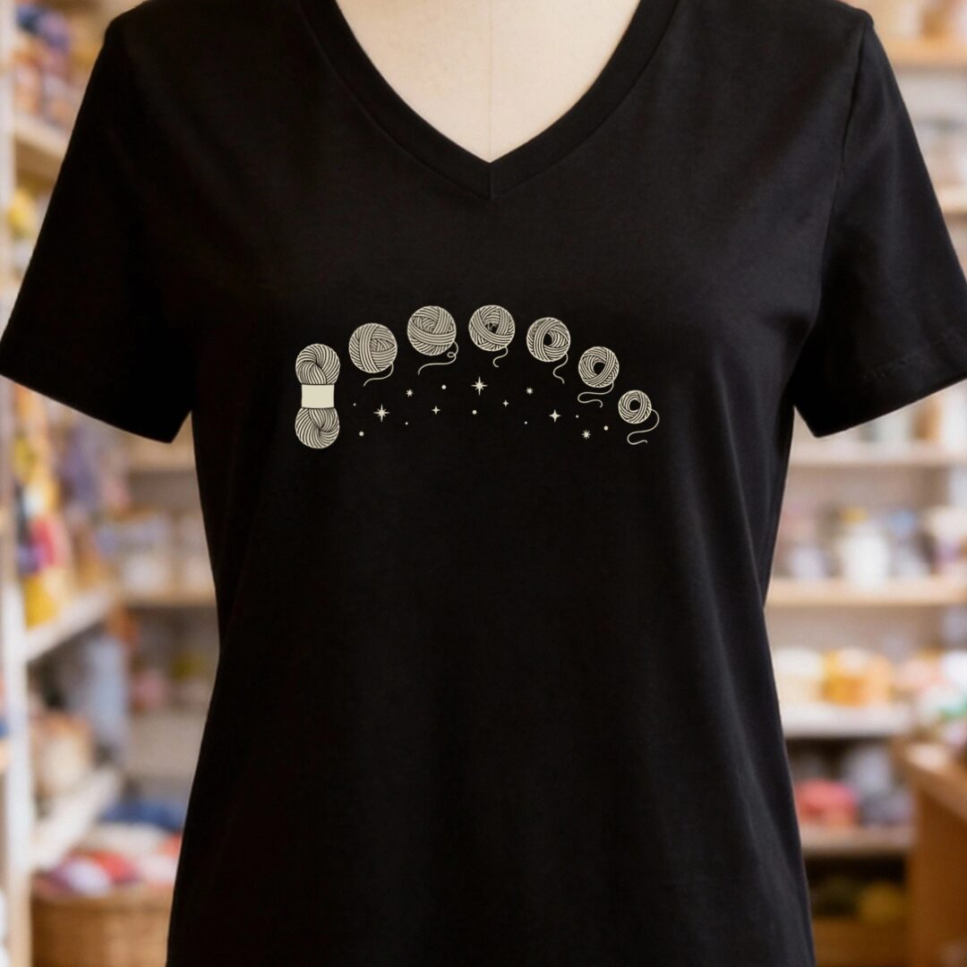 Celestial Yarn V-Neck T-Shirt Black t-shirt