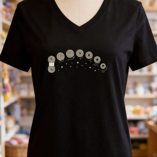 Celestial Yarn V-Neck T-Shirt Black t-shirt