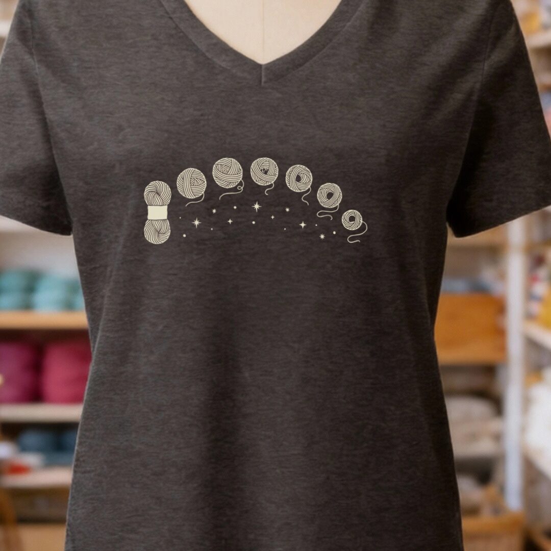 Celestial Yarn V-Neck T-Shirt Dark Grey t-shirt