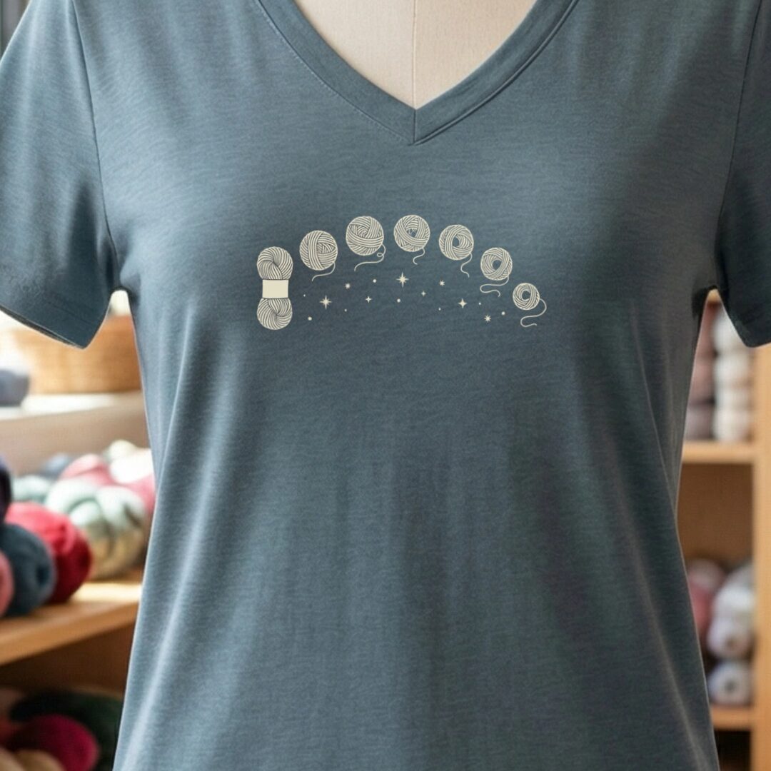 Celestial Yarn V-Neck T-Shirt Slate t-shirt