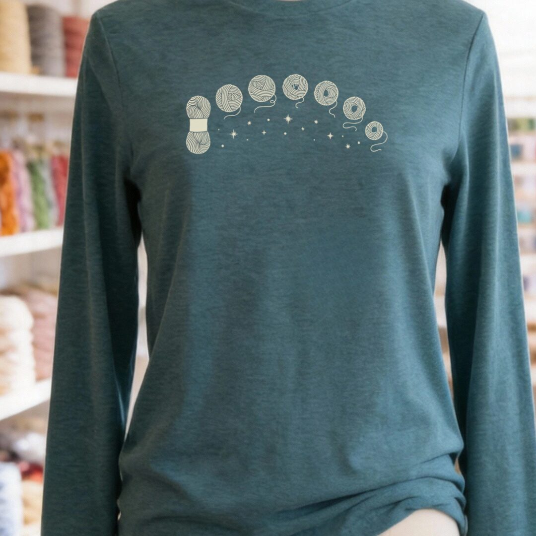 Celestial Yarn Long Sleeve Tee Deep Teal t-shirt