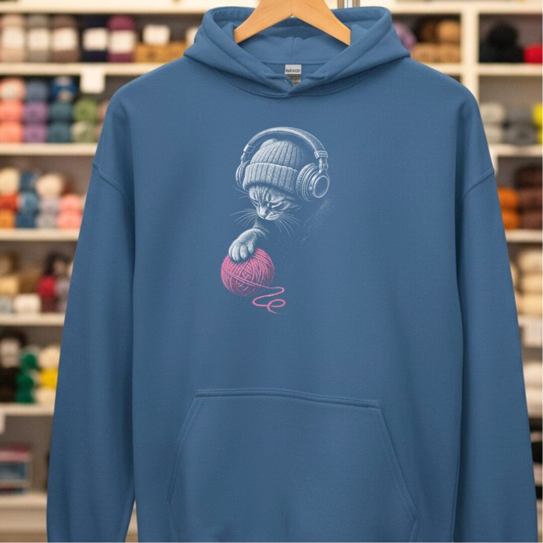 Chill Cat Hoodie Indigo Blue t-shirt