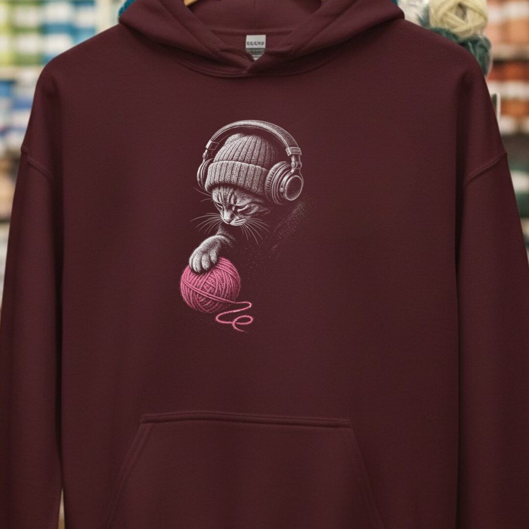 Chill Cat Hoodie Maroon t-shirt