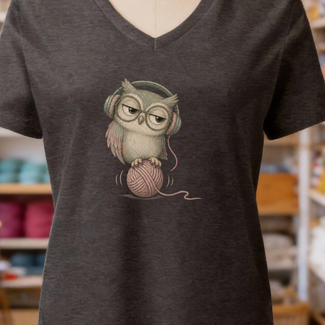 Chilling Owl V-Neck T-Shirt Dark Grey t-shirt