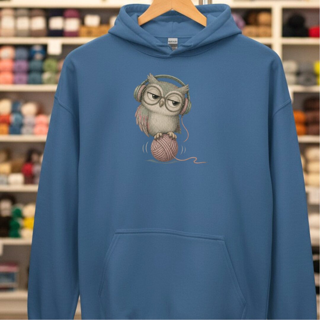 Chilling Owl Hoodie Indigo Blue t-shirt